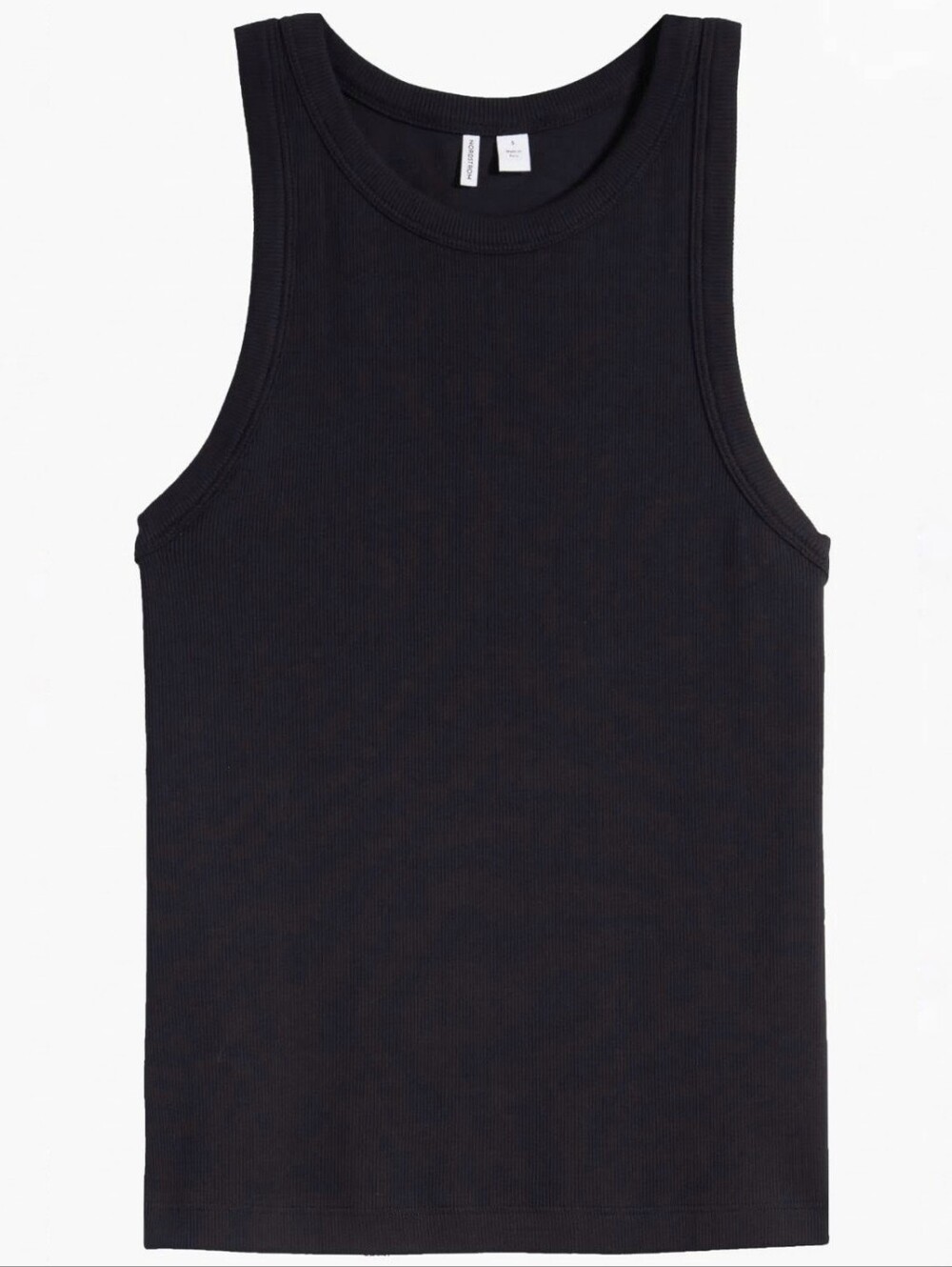 Nordstrom Ribbed High Neck Tank Top in Black, Size XL